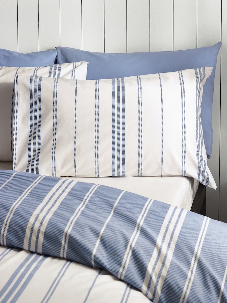 Catherine Lansfield Blue Harbour Stripe Reversible Duvet Cover Set - Image 3 of 4
