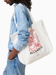 AllSaints White Breakup Tote Bag - Image 1 of 6