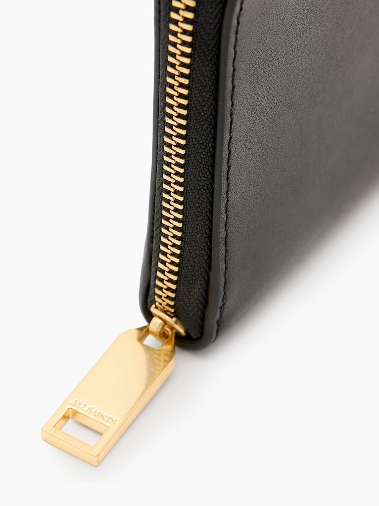 AllSaints Black Lena Hex Zip Wallet - Image 5 of 5