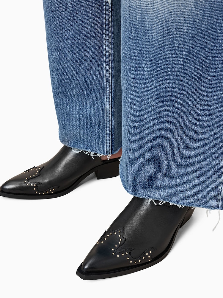 AllSaints Black Desola Stud Mules - Image 2 of 7