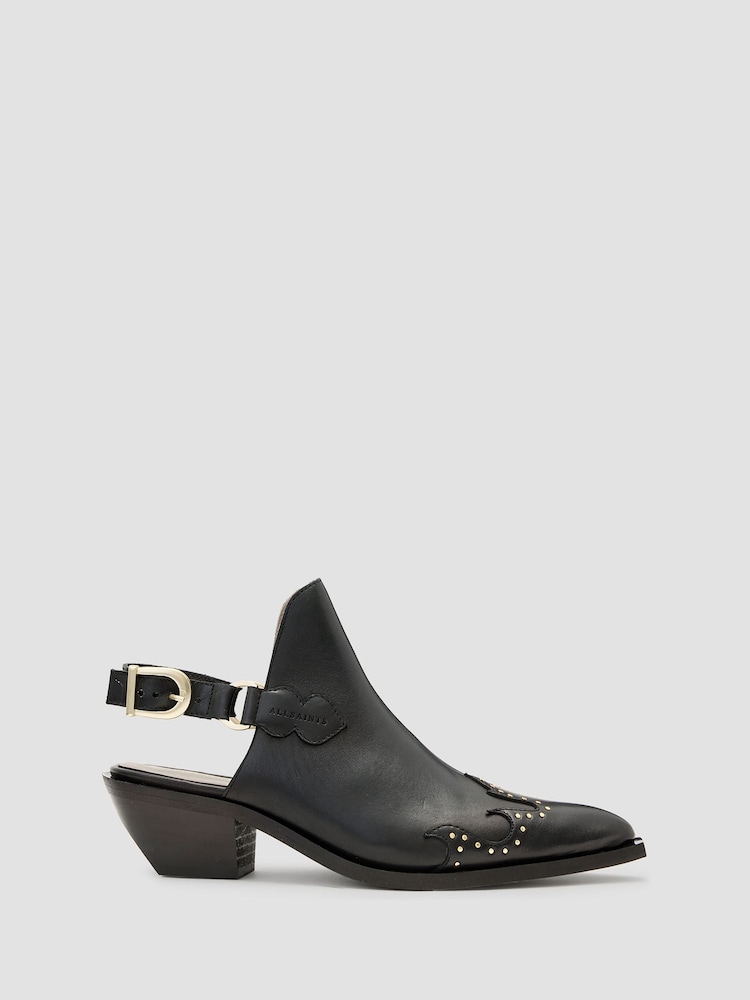 AllSaints Black Desola Stud Mules - Image 3 of 7