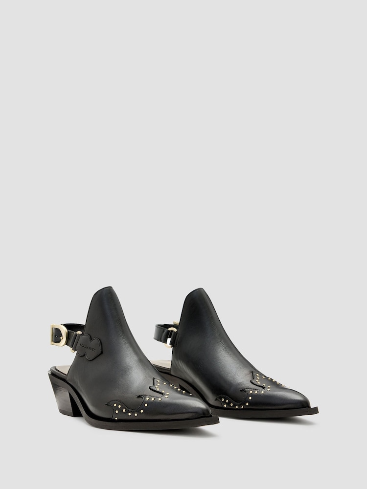 AllSaints Black Desola Stud Mules - Image 4 of 7