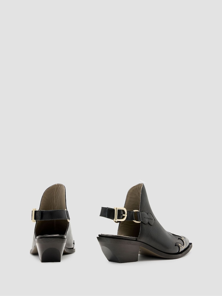 AllSaints Black Desola Stud Mules - Image 5 of 7