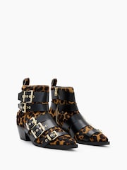 AllSaints Lepoard Print Jane Buckle Boots - Image 2 of 5