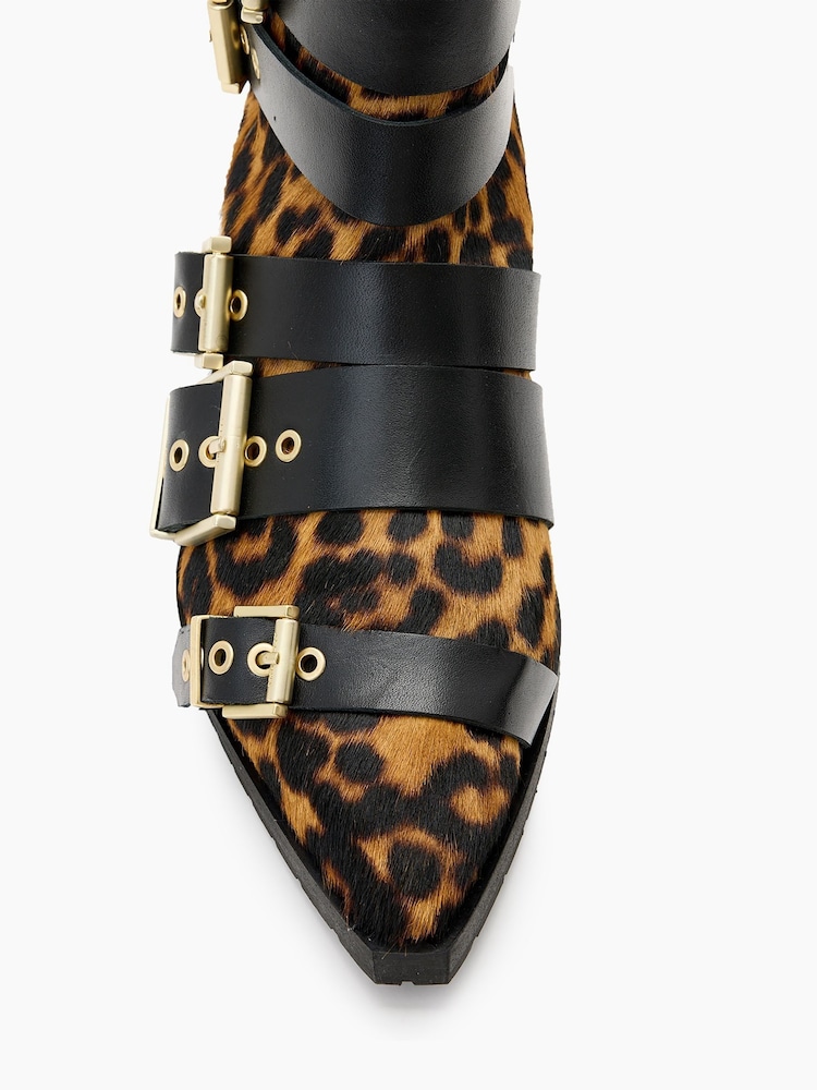 AllSaints Lepoard Print Jane Buckle Boots - Image 4 of 5