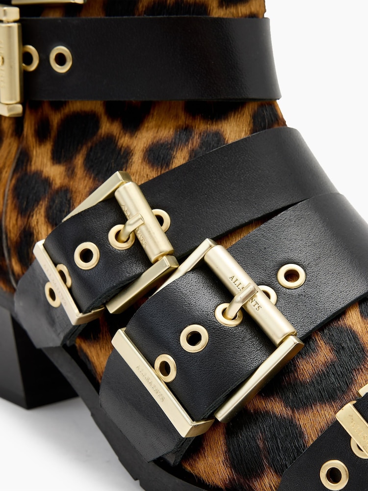 AllSaints Lepoard Print Jane Buckle Boots - Image 5 of 5
