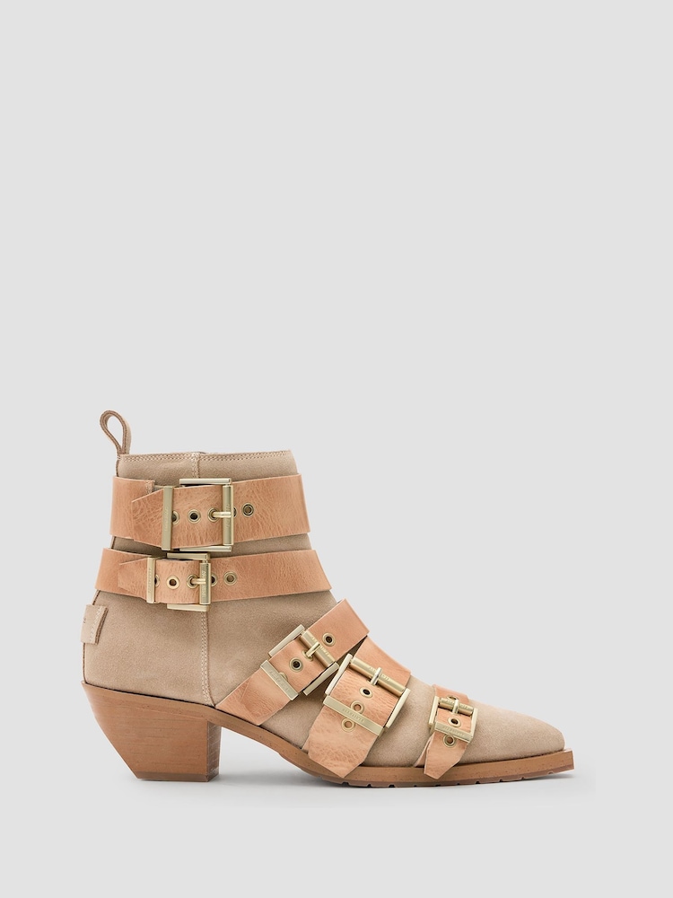 AllSaints Brown Jane Buckle Boots - Image 2 of 6