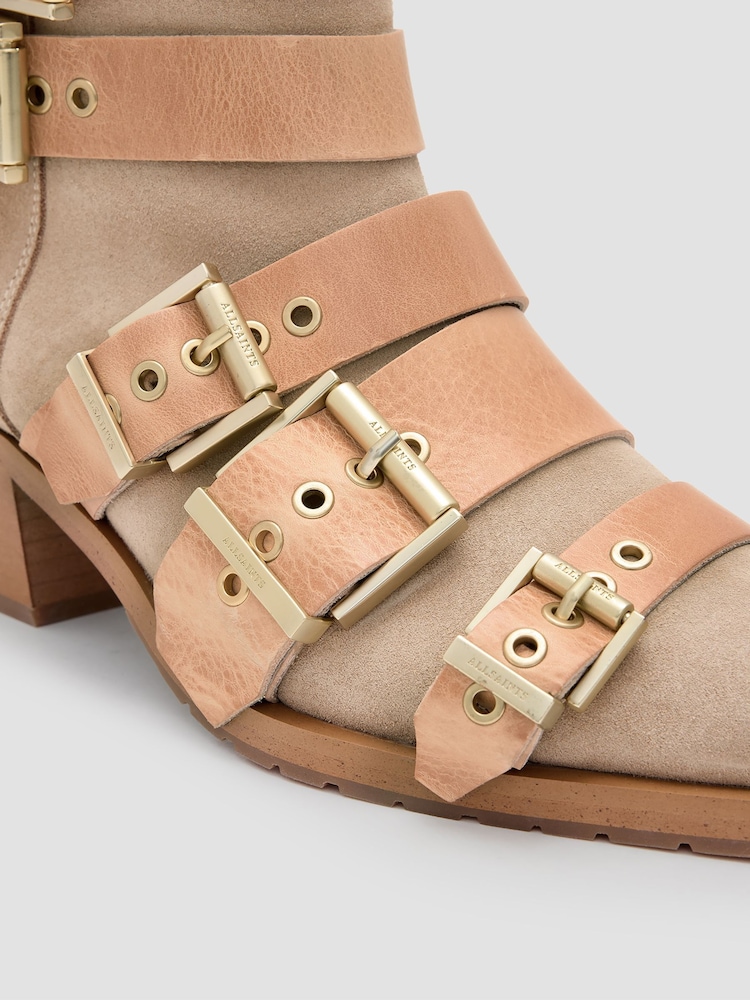 AllSaints Brown Jane Buckle Boots - Image 5 of 6