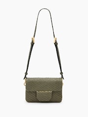 AllSaints Green Jupiter Snake Print Xbody Bag - Image 1 of 6
