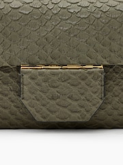AllSaints Green Jupiter Snake Print Xbody Bag - Image 4 of 6