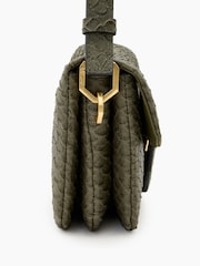 AllSaints Green Jupiter Snake Print Xbody Bag - Image 5 of 6