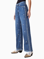 AllSaints Blue Blake Stud 100% Cotton Jeans - Image 1 of 8