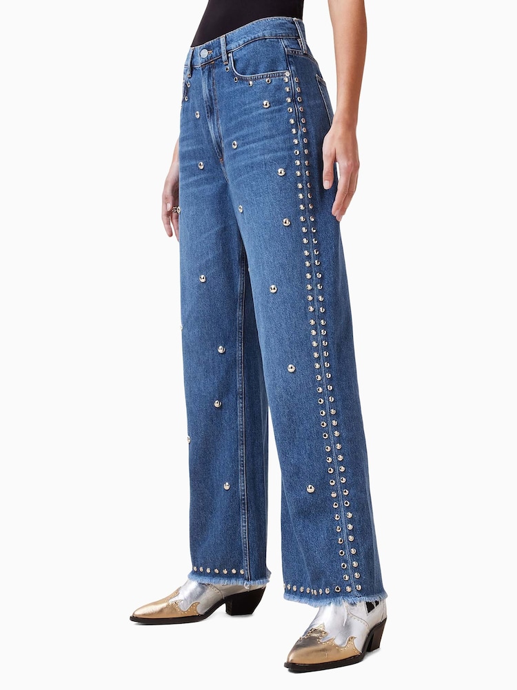 AllSaints Blue Blake Stud 100% Cotton Jeans - Image 1 of 8