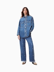 AllSaints Blue Blake Stud 100% Cotton Jeans - Image 2 of 8