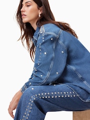 AllSaints Blue Blake Stud 100% Cotton Jeans - Image 3 of 8