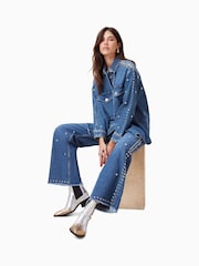 AllSaints Blue Blake Stud 100% Cotton Jeans - Image 5 of 8