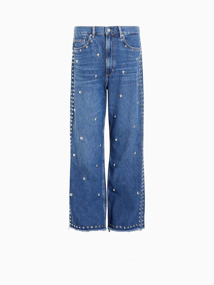 AllSaints Blue Blake Stud 100% Cotton Jeans - Image 8 of 8