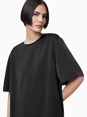 AllSaints Black Amelie Satin T-Shirt - Image 2 of 8