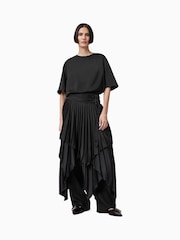 AllSaints Black Amelie Satin T-Shirt - Image 4 of 8