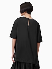 AllSaints Black Amelie Satin T-Shirt - Image 7 of 8