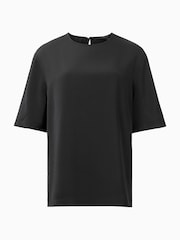 AllSaints Black Amelie Satin T-Shirt - Image 8 of 8
