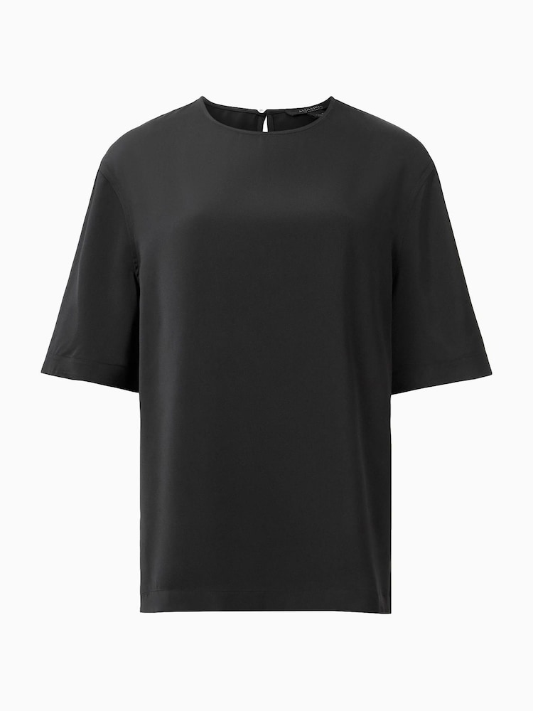 AllSaints Black Amelie Satin T-Shirt - Image 8 of 8 AllSaints Black Amelie Satin T-Shirt - Image 8 of 8