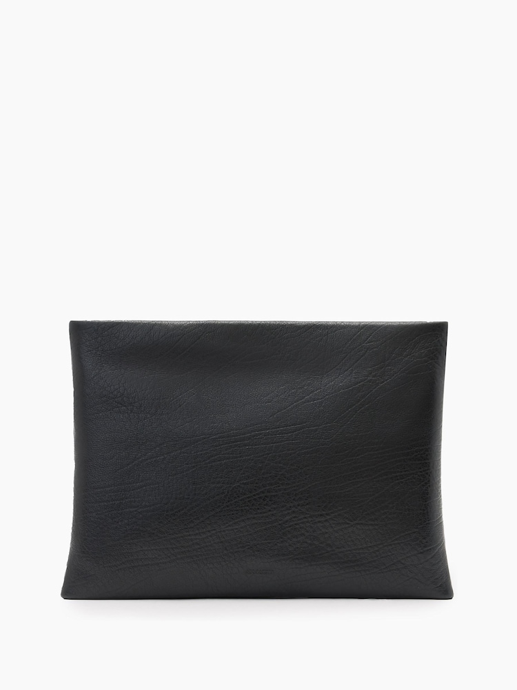 AllSaints Black Bettina Grain Clutch Bag - Image 1 of 5