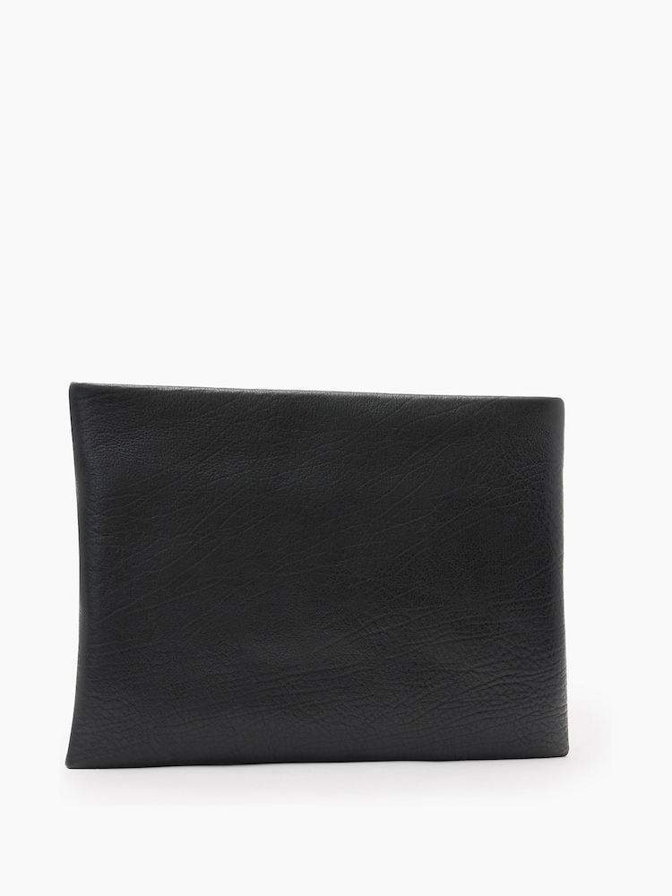 AllSaints Black Bettina Grain Clutch Bag - Image 2 of 5