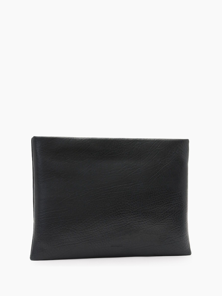 AllSaints Black Bettina Grain Clutch Bag - Image 3 of 5