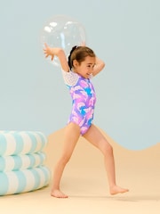 Hatley Purple Airbrush Dolphins Rash Vest 1 Piece - Image 1 of 3