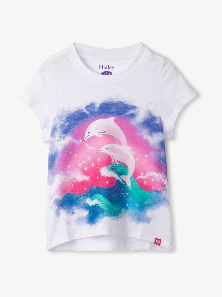 Hatley 100% Cotton Opulent Dolphins Graphic White T-Shirt - Image 1 of 2