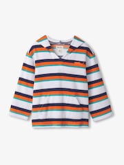 Hatley Orange Aqua Stripes Terry Pull Over Hoodie - Imagen 2 de 3