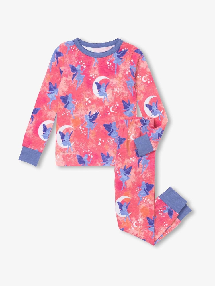 Hatley Pink Night Fairies Stretch Cotton Pyjamas Set - Image 1 of 3 Hatley Pink Night Fairies Stretch Cotton Pyjamas Set - Image 1 of 3