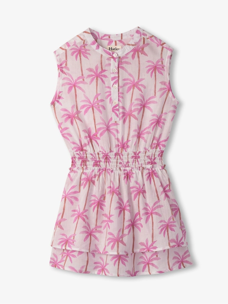 Hatley 100% Cotton Painted Palms Woven Play White Dress - Image 1 of 2