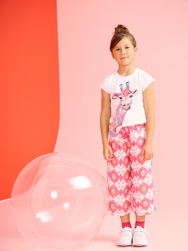 Hatley Painted Sunburst Wide Leg White Culottes - Image 1 of 3