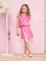Hatley Pink Summer 100% Cotton Horses Relaxed Dress - Image 1 of 4
