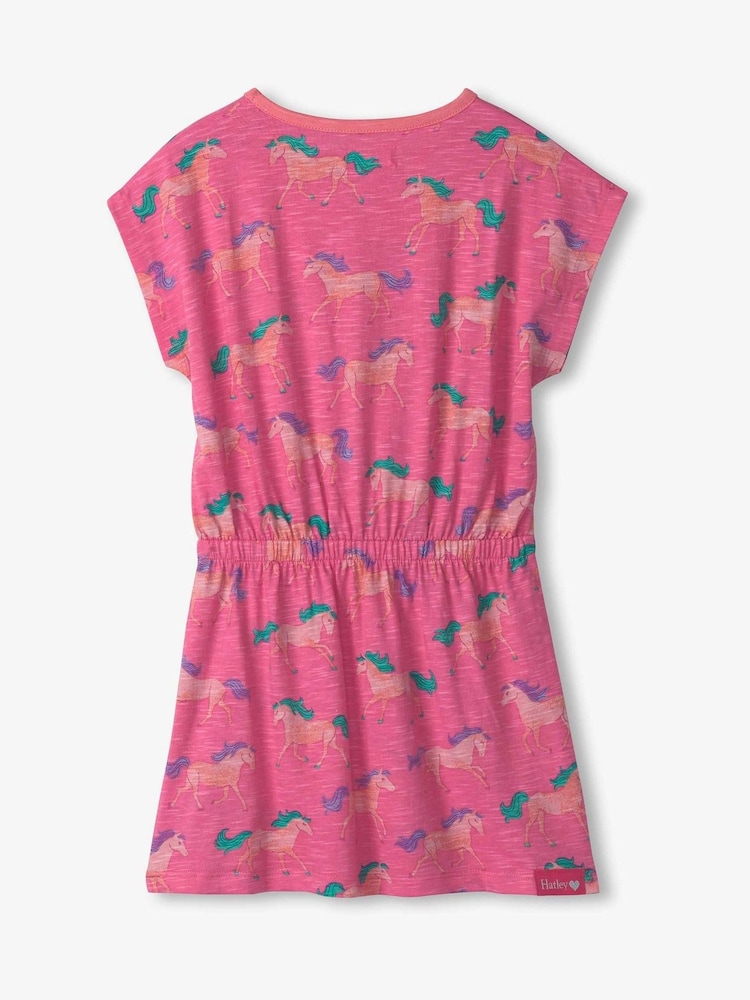 Hatley Pink Summer 100% Cotton Horses Relaxed Dress - Image 4 of 4