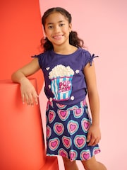 Hatley Blue Pop Corn 100% Cotton Cinched Shoulder Top - Image 1 of 3