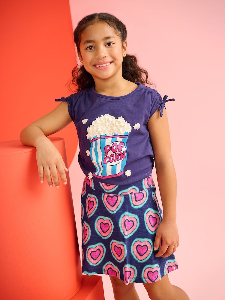 Hatley Blue Pop Corn 100% Cotton Cinched Shoulder Top - Image 1 of 3
