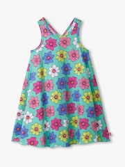 Hatley Blue 100% Cotton Happy Flowers Trapeze Dress - Image 1 of 2