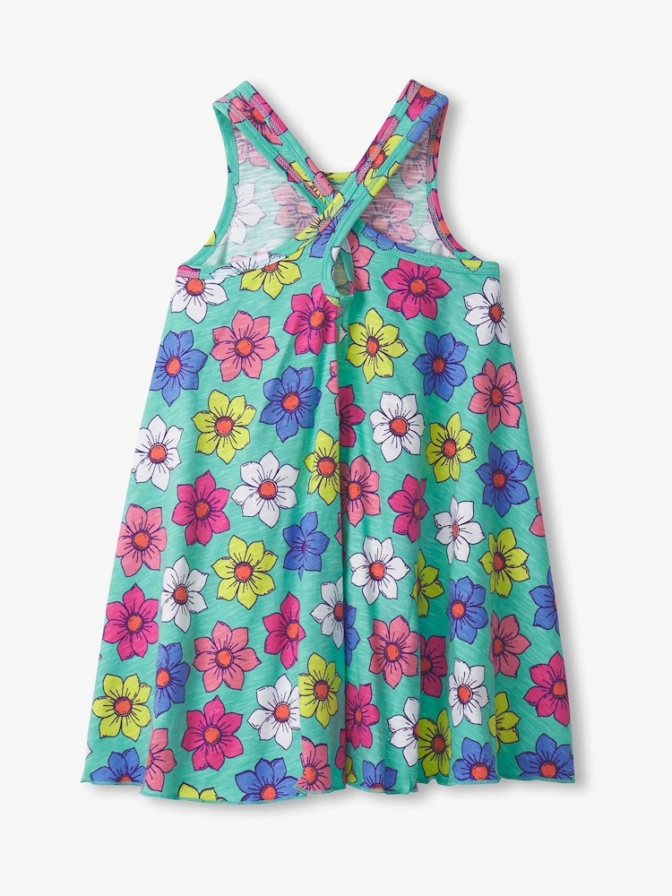 Hatley Blue 100% Cotton Happy Flowers Trapeze Dress - Image 2 of 2