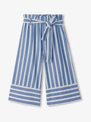 Hatley Blue Powder Stripe Cropped Paperbag Trousers - Image 1 of 2