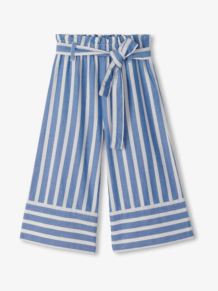 Hatley Blue Powder Stripe Cropped Paperbag Trousers - Image 1 of 2