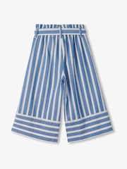 Hatley Blue Powder Stripe Cropped Paperbag Trousers - Image 2 of 2
