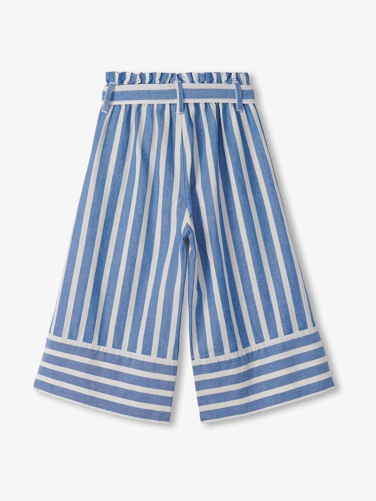 Hatley Blue Powder Stripe Cropped Paperbag Trousers - Image 2 of 2