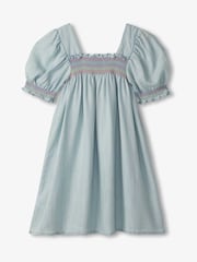 Hatley Soft Blue Denim Puff Sleeve Smocked Dress - Image 3 of 3