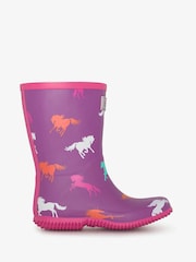 Hatley Purple Leaping Horses Packable Wellies - Image 1 of 4