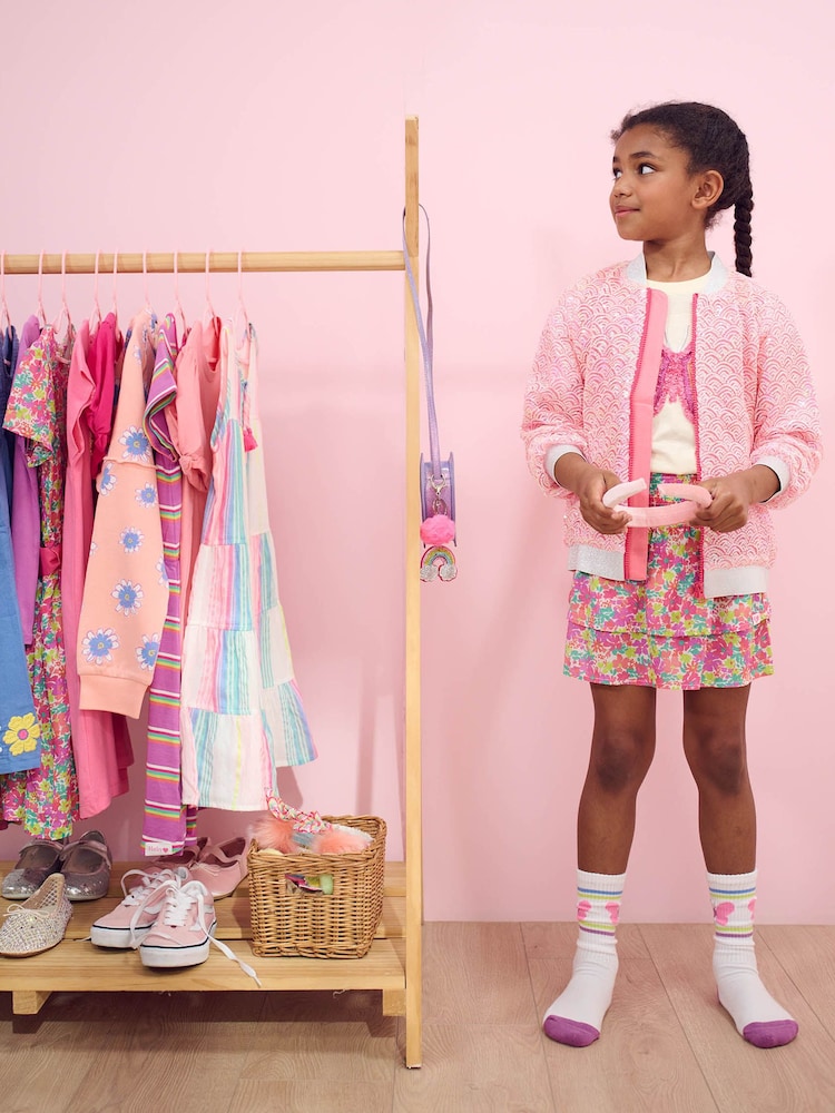 Hatley Pink Pearl Mermaid Sequins Bomber Jacket - Image 1 of 3 Hatley Pink Pearl Mermaid Sequins Bomber Jacket - Image 1 of 3