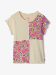 Hatley Cream Groovy Flowers Patchwork T-Shirt - Image 1 of 2