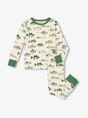 Hatley Cream Real Fish Stretch Cotton Pyjamas Set - Image 1 of 3
